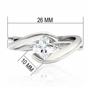 LO2067 - Rhodium Brass Ring with AAA Grade CZ  in Clear