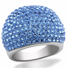 Load image into Gallery viewer, LO2083 - Rhodium Brass Ring with Top Grade Crystal  in Light Sapphire