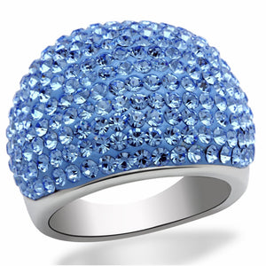 LO2083 - Rhodium Brass Ring with Top Grade Crystal  in Light Sapphire