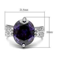 Load image into Gallery viewer, LO2088 - Rhodium Brass Ring with AAA Grade CZ  in Fuchsia