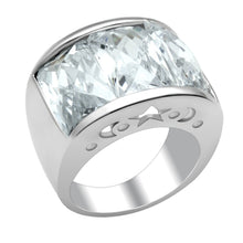 Load image into Gallery viewer, LO2092 - Rhodium Brass Ring with AAA Grade CZ  in Clear
