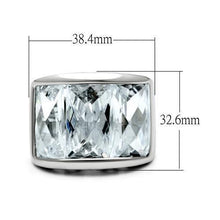 Load image into Gallery viewer, LO2092 - Rhodium Brass Ring with AAA Grade CZ  in Clear