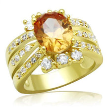 Load image into Gallery viewer, LO2097 - Gold Brass Ring with AAA Grade CZ  in Champagne