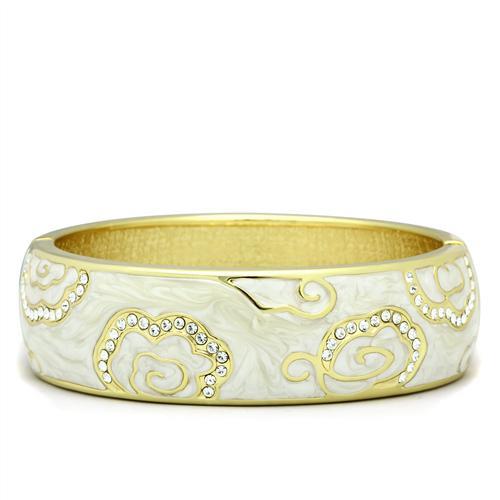 LO2131 - Flash Gold White Metal Bangle with Top Grade Crystal  in Clear