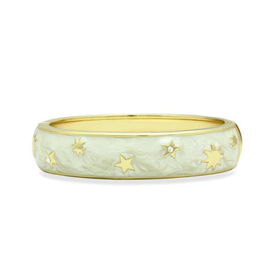 LO2146 - Flash Gold White Metal Bangle with Top Grade Crystal  in Clear