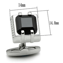 Load image into Gallery viewer, LO2305 - Rhodium Brass Cufflink with AAA Grade CZ  in Jet