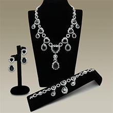 Load image into Gallery viewer, LO2325 - Rhodium Brass Jewelry Sets with AAA Grade CZ  in Jet