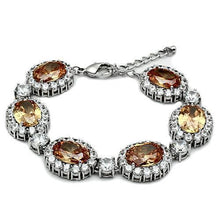 Load image into Gallery viewer, LO2360 - Rhodium Brass Bracelet with AAA Grade CZ  in Champagne