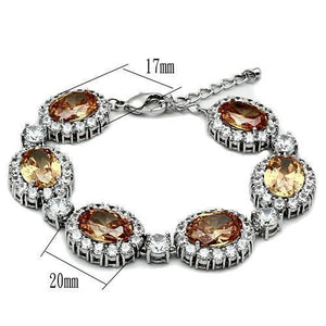 LO2360 - Rhodium Brass Bracelet with AAA Grade CZ  in Champagne