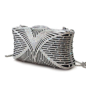 LO2362 - Imitation Rhodium White Metal Clutch with Top Grade Crystal  in White