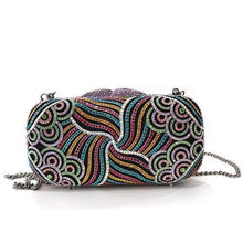 Load image into Gallery viewer, LO2365 - Imitation Rhodium White Metal Clutch with Top Grade Crystal  in Multi Color