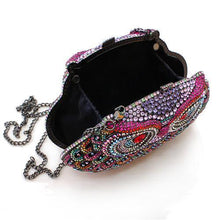 Load image into Gallery viewer, LO2368 - Ruthenium White Metal Clutch with Top Grade Crystal  in Multi Color