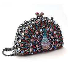 Load image into Gallery viewer, LO2370 - Ruthenium White Metal Clutch with Top Grade Crystal  in Multi Color