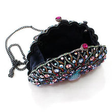 Load image into Gallery viewer, LO2370 - Ruthenium White Metal Clutch with Top Grade Crystal  in Multi Color