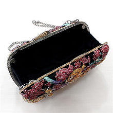 Load image into Gallery viewer, LO2373 - Gold White Metal Clutch with Top Grade Crystal  in Multi Color