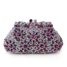 Load image into Gallery viewer, LO2376 - Imitation Rhodium White Metal Clutch with Top Grade Crystal  in Multi Color