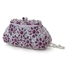 Load image into Gallery viewer, LO2376 - Imitation Rhodium White Metal Clutch with Top Grade Crystal  in Multi Color