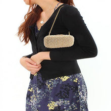 Load image into Gallery viewer, LO2377 - Gold White Metal Clutch with Top Grade Crystal  in Multi Color