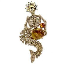 Load image into Gallery viewer, LO2411 - Gold White Metal Brooches with AAA Grade CZ  in Topaz