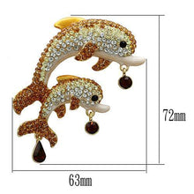 Load image into Gallery viewer, LO2413 - Gold White Metal Brooches with Top Grade Crystal  in Multi Color