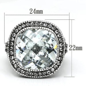 LO2437 Rhodium Brass Ring with AAA Grade CZ in Clear