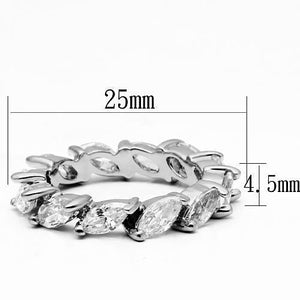 LO2469 - Rhodium Brass Ring with AAA Grade CZ  in Clear