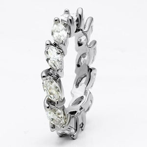 LO2469 - Rhodium Brass Ring with AAA Grade CZ  in Clear