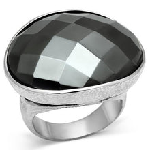 Load image into Gallery viewer, LO2470 - Rhodium Brass Ring with Synthetic Hematite in Hematite
