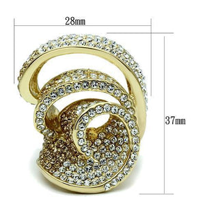 LO2472 - Gold Brass Ring with Top Grade Crystal  in Light Smoked