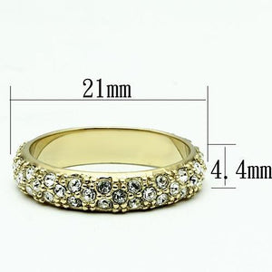 LO2480 - Gold Brass Ring with Top Grade Crystal  in Clear