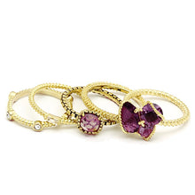 Load image into Gallery viewer, LO2502 - Gold Brass Ring with Synthetic Synthetic Glass in Amethyst