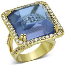 Load image into Gallery viewer, LO2511 - Gold Brass Ring with Synthetic Synthetic Glass in Light Amethyst