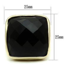 Load image into Gallery viewer, LO2519 - Gold Brass Ring with AAA Grade CZ  in Jet