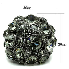 Load image into Gallery viewer, LO2545 - Ruthenium Brass Ring with Top Grade Crystal  in Black Diamond