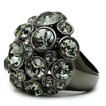 Load image into Gallery viewer, LO2545 - Ruthenium Brass Ring with Top Grade Crystal  in Black Diamond