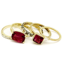 Load image into Gallery viewer, LO2548 - Gold Brass Ring with Synthetic Synthetic Glass in Ruby