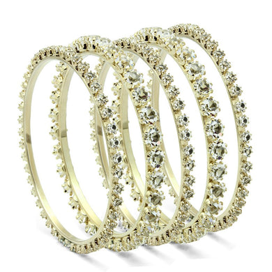 LO2617 - Gold Brass Bangle with Top Grade Crystal  in Clear
