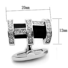 Load image into Gallery viewer, LO2629 - Rhodium Brass Cufflink with Top Grade Crystal  in Clear