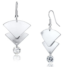 Load image into Gallery viewer, LO2662 - Matte Rhodium &amp; Rhodium Iron Earrings with AAA Grade CZ  in Clear