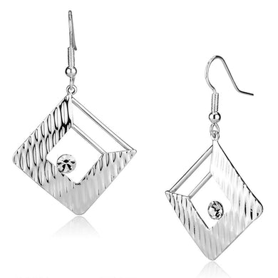 LO2678 - Rhodium Iron Earrings with Top Grade Crystal  in Clear