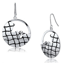 Load image into Gallery viewer, LO2687 - Matte Rhodium &amp; Rhodium Iron Earrings with Top Grade Crystal  in Clear