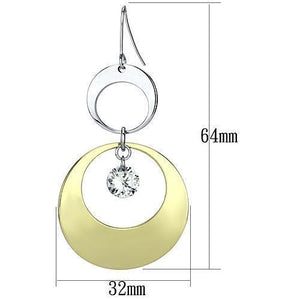 LO2691 - Gold+Rhodium Iron Earrings with AAA Grade CZ  in Clear