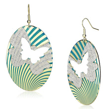 Load image into Gallery viewer, LO2726 - Gold Iron Earrings with Epoxy  in Capri Blue