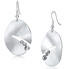 Load image into Gallery viewer, LO2743 - Matte Rhodium &amp; Rhodium Iron Earrings with Top Grade Crystal  in Clear