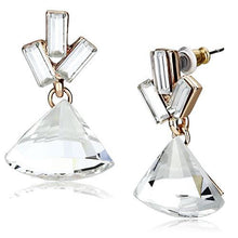 Load image into Gallery viewer, LO2751 - Rose Gold Iron Earrings with Top Grade Crystal  in Clear