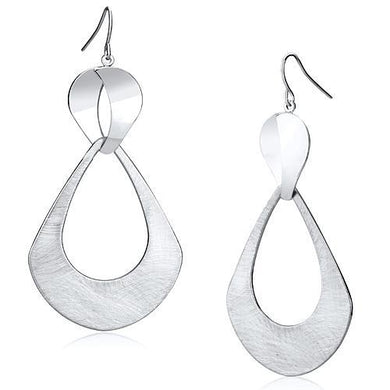 LO2752 Matte Rhodium & Rhodium Iron Earrings with No Stone in No Stone