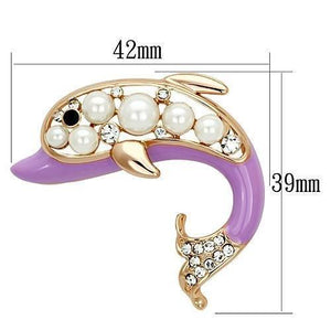LO2783 - Flash Rose Gold White Metal Brooches with Synthetic Pearl in White