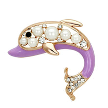 Load image into Gallery viewer, LO2783 - Flash Rose Gold White Metal Brooches with Synthetic Pearl in White