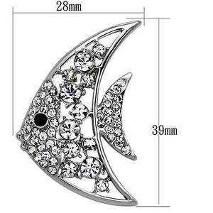 LO2786 - Imitation Rhodium White Metal Brooches with Top Grade Crystal  in Clear