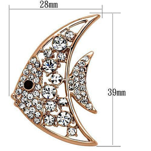 LO2787 - Flash Rose Gold White Metal Brooches with Top Grade Crystal  in Clear